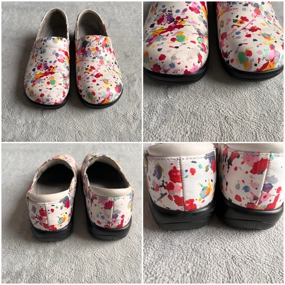 Alegria Keli Pollack Slip-On Paint Splatter Leather Professional Clogs White 37 - Picture 4 of 16